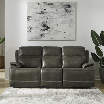 Hannya 88 Genuine Leather Power Reclining Sofa Hokku Designs